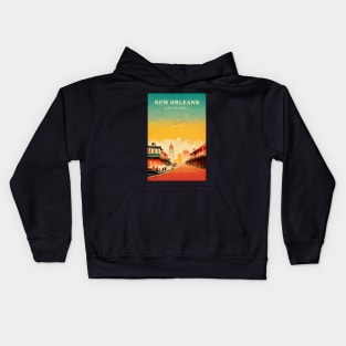 New Orleans Retro Travel Kids Hoodie